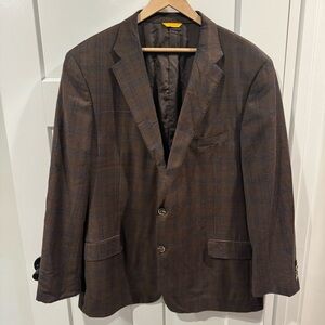 Hickey Freeman Brown Plaid Sport Coat Blazer